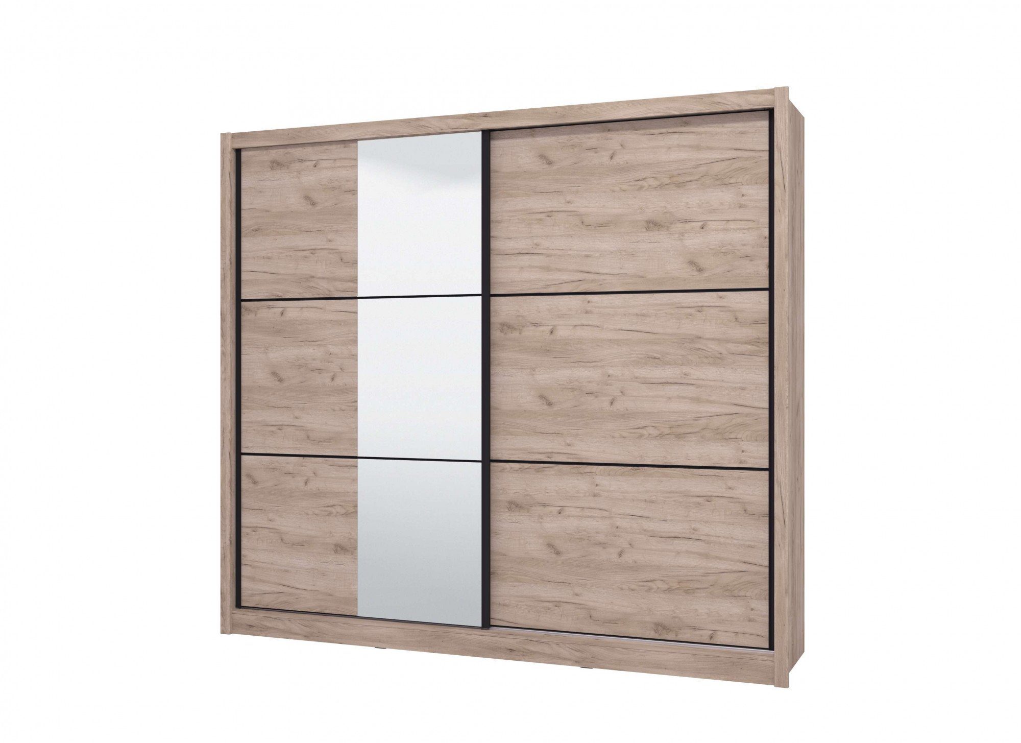 Home affaire Schwebetürenschrank Navara Kleiderschrank mit Spiegel Wäscheschrank Garderobe Kleiderschrank mit Spiegel, FSC®-zertifiziert, 242,5x215,5x61cm