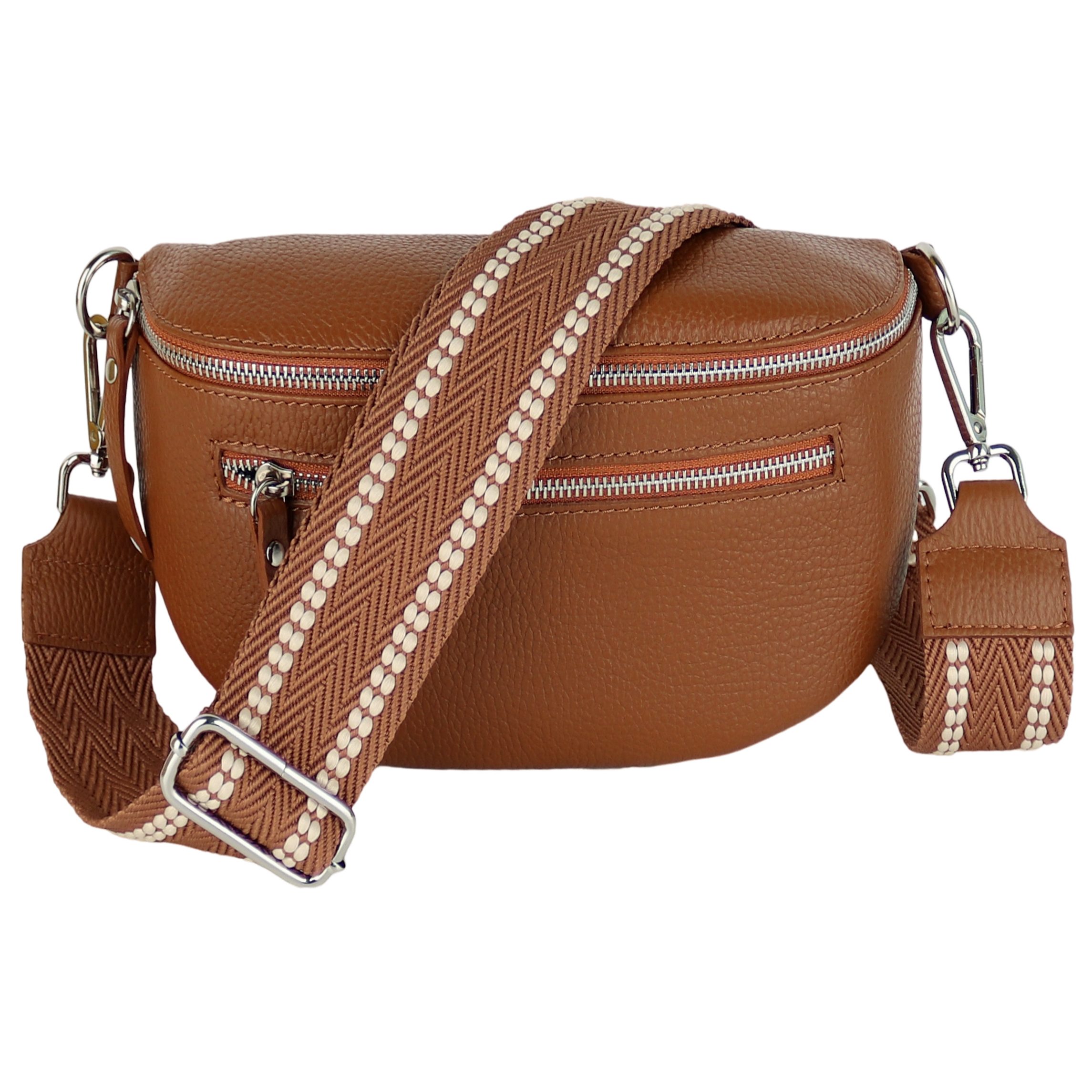 Bauchtasche Damen, Echtleder, Leder, Made in Italy, Umhängetasche, Brusttasche