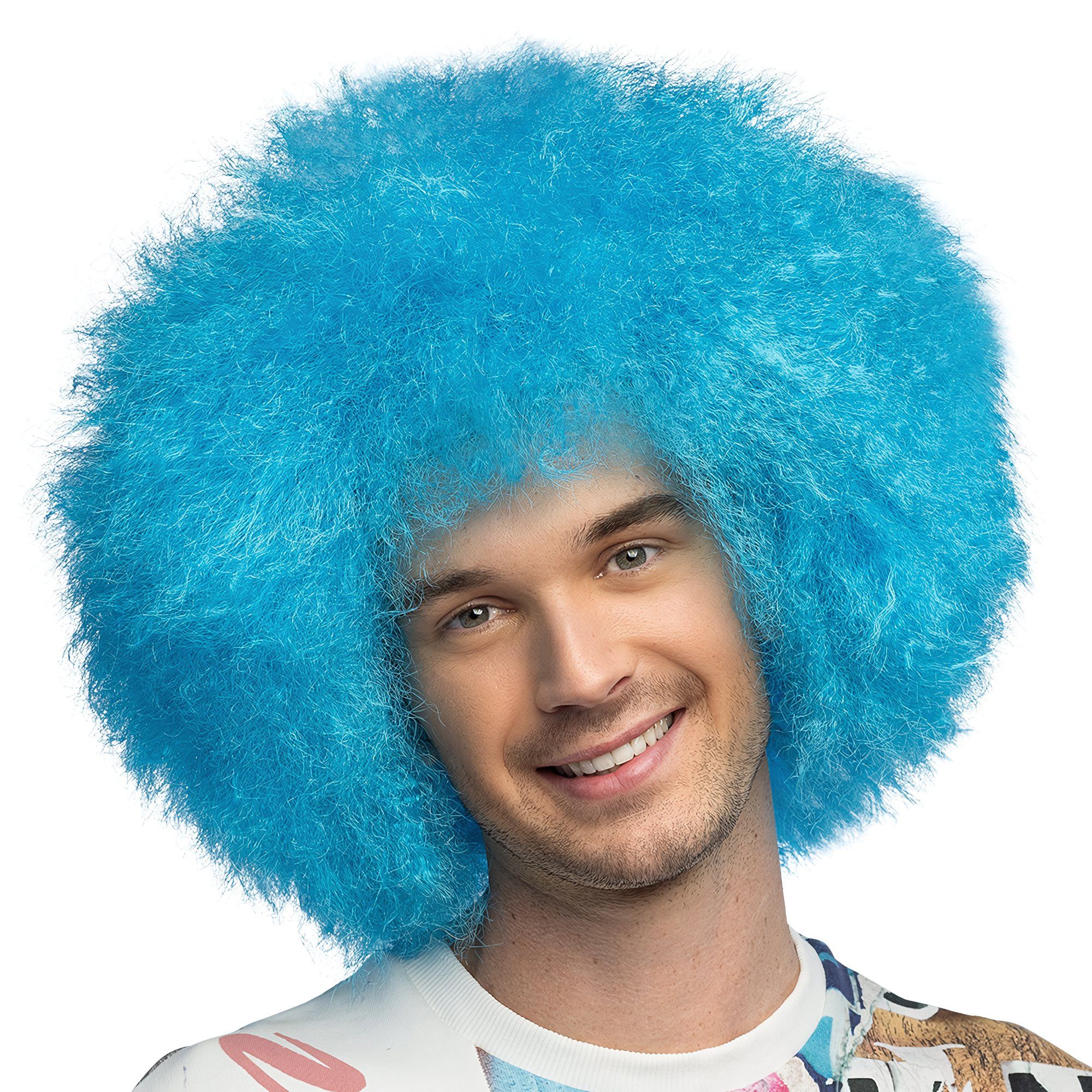 Kostüm-Perücke Zuckerwatte UV Perücke neonblau