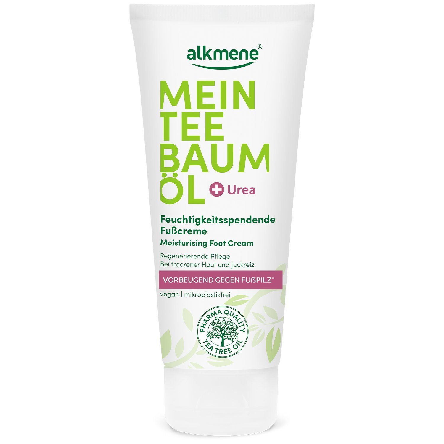 alkmene Fußcreme Teebaumöl Fußcreme vorbeugend gegen Fußpilz - Urea Fuß Creme vegan, 1-tlg.