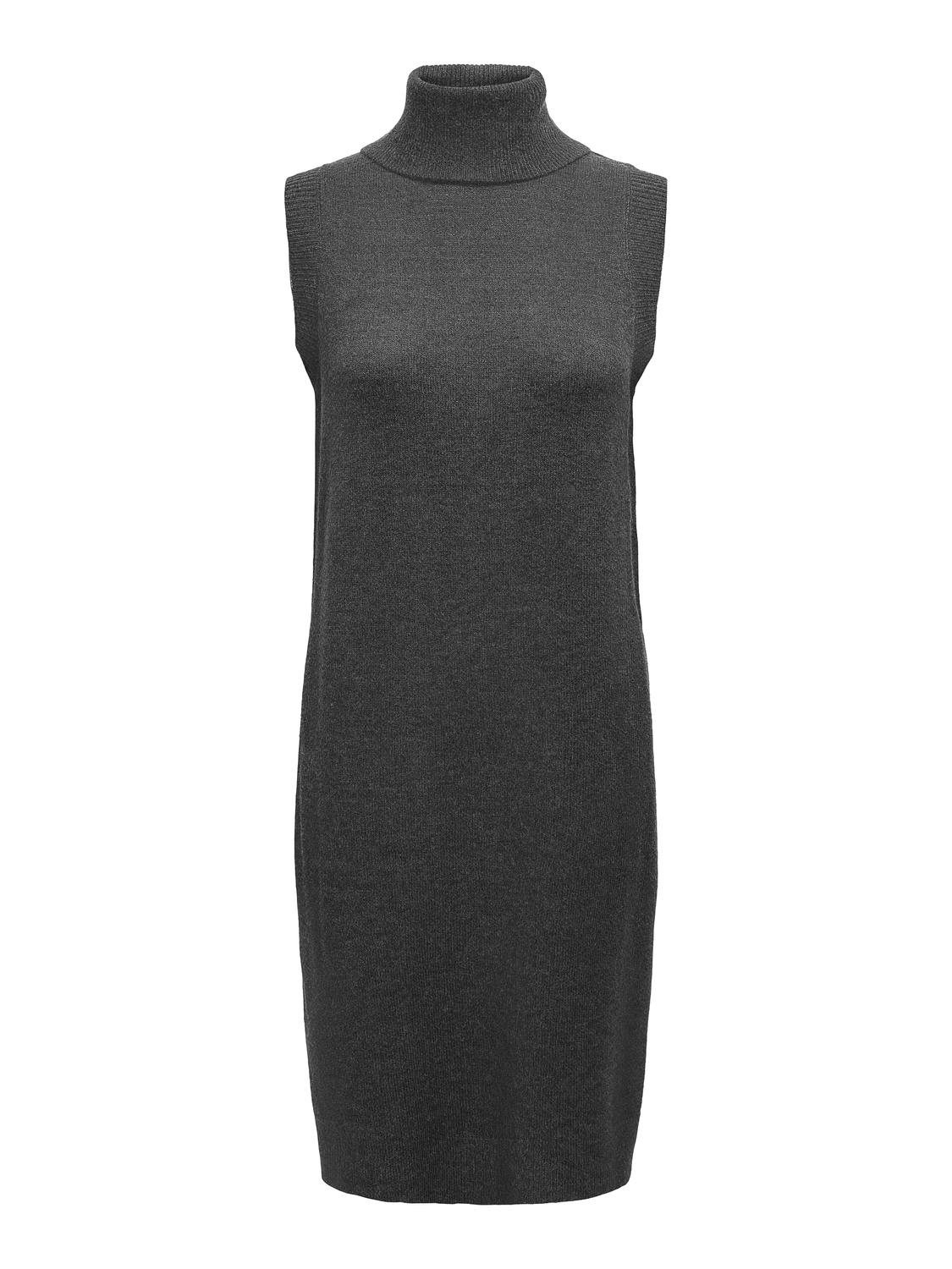 Strickkleid Rollkragen Ärmellos Knit Fit Lang