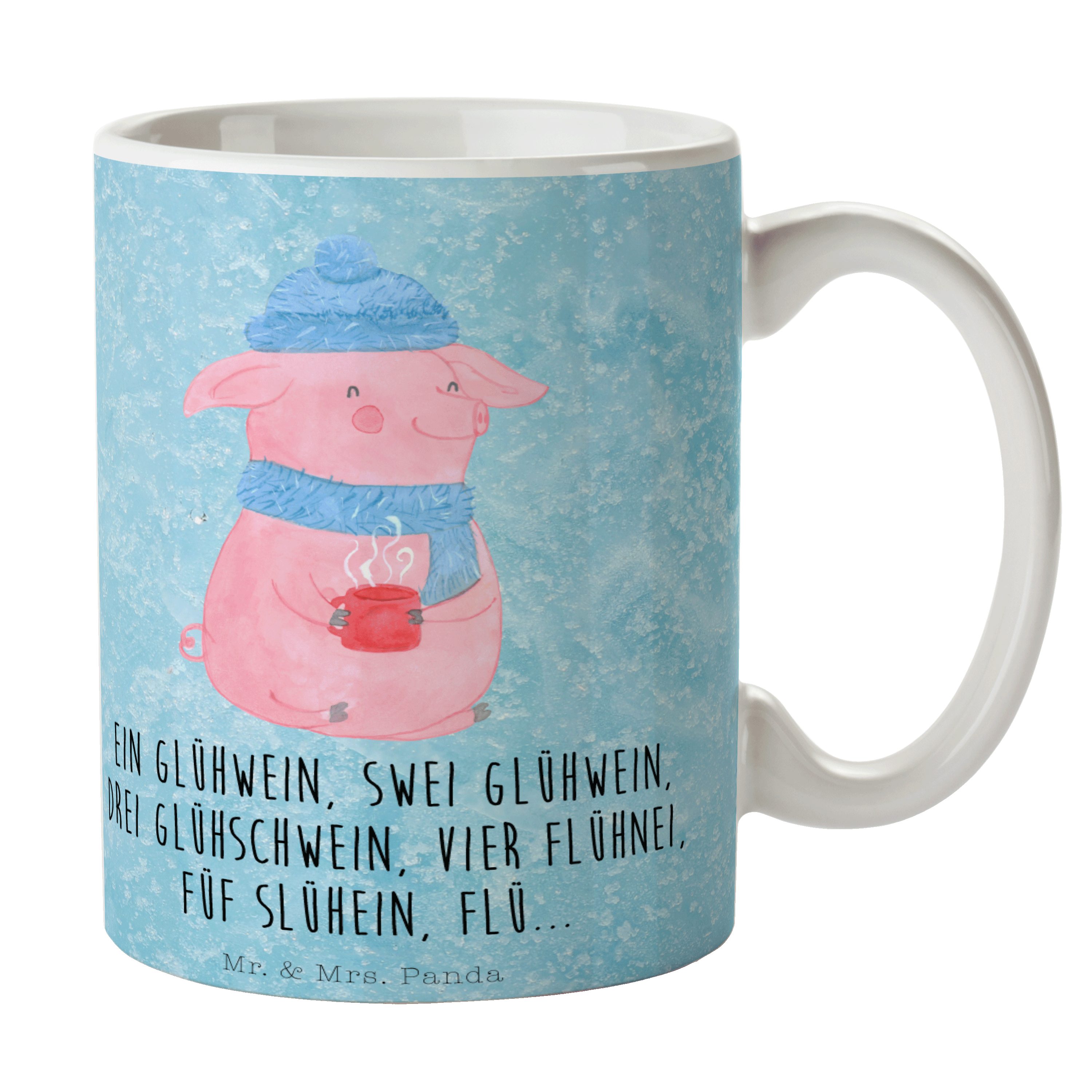 Mr. & Mrs. Panda Tasse Lallelndes Glühschwein - Eisblau - Geschenk, Kaffeetasse, Weihnachtsm, Keramik