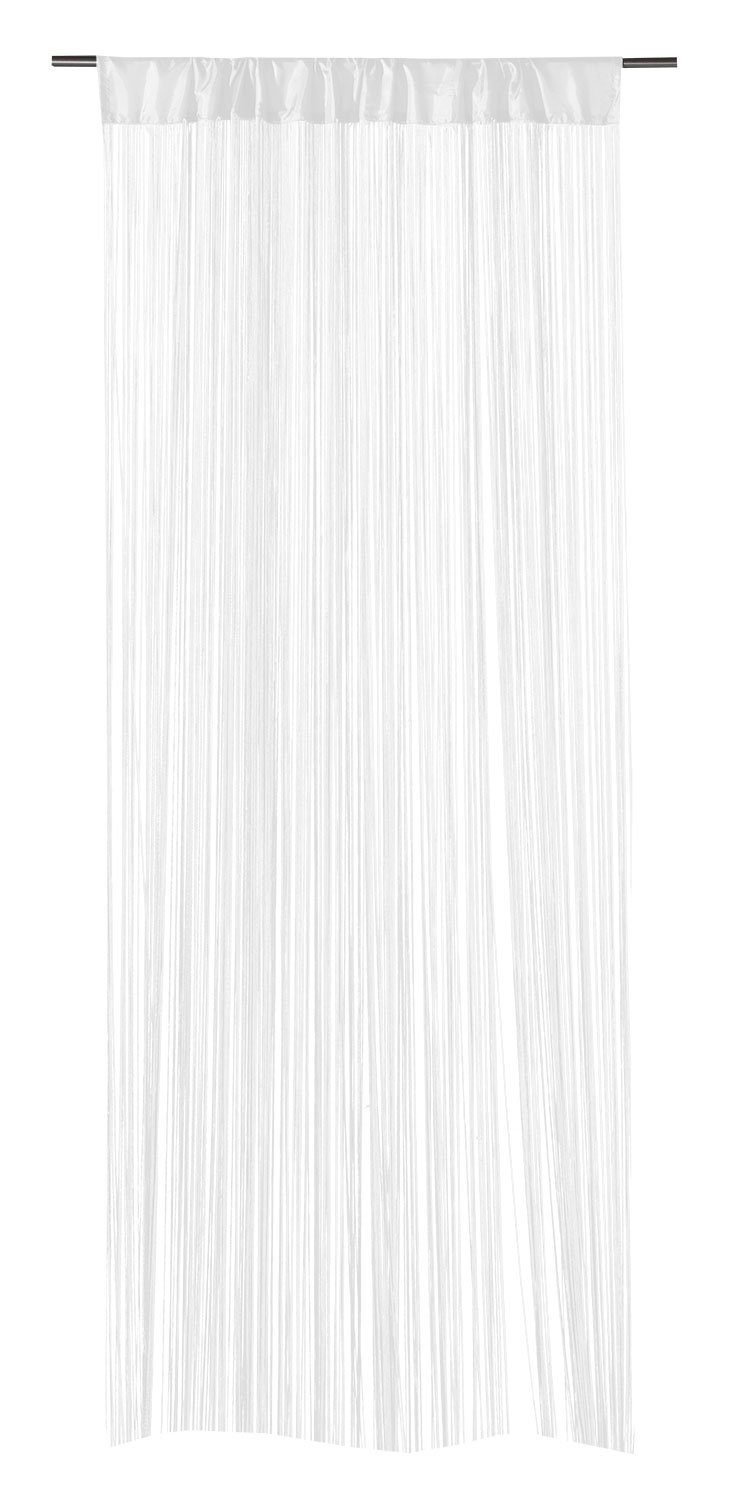 Fadenvorhang Türvorhang, Weiß, B 110 cm x H 250 cm, Einfarbig, Gasper, Stangendurchzug, halbtransparent, Polyester