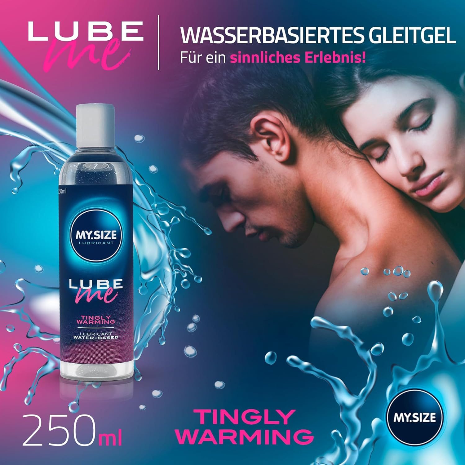 MY.SIZE Gleitgel Lube Me 3-in-1, medizinisches Gleitmittel auf Wasserbasis, wärmend, prickelnd und Höhepunkt verstärkend