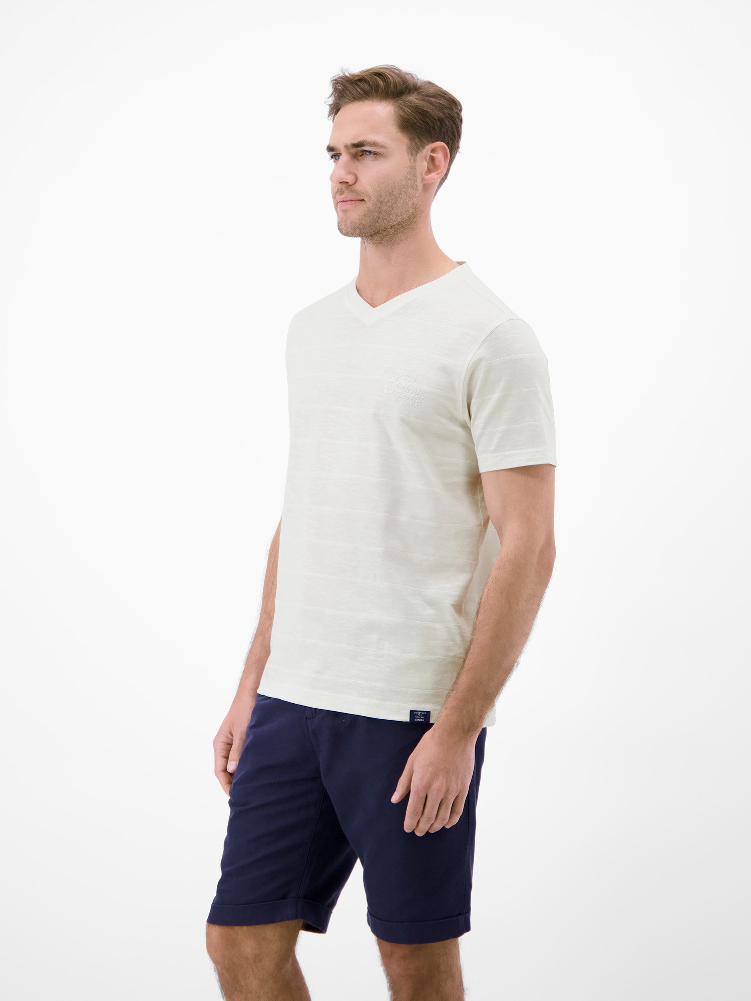 LERROS T-Shirt T-Shirt mit V-Neck in Strickqualität