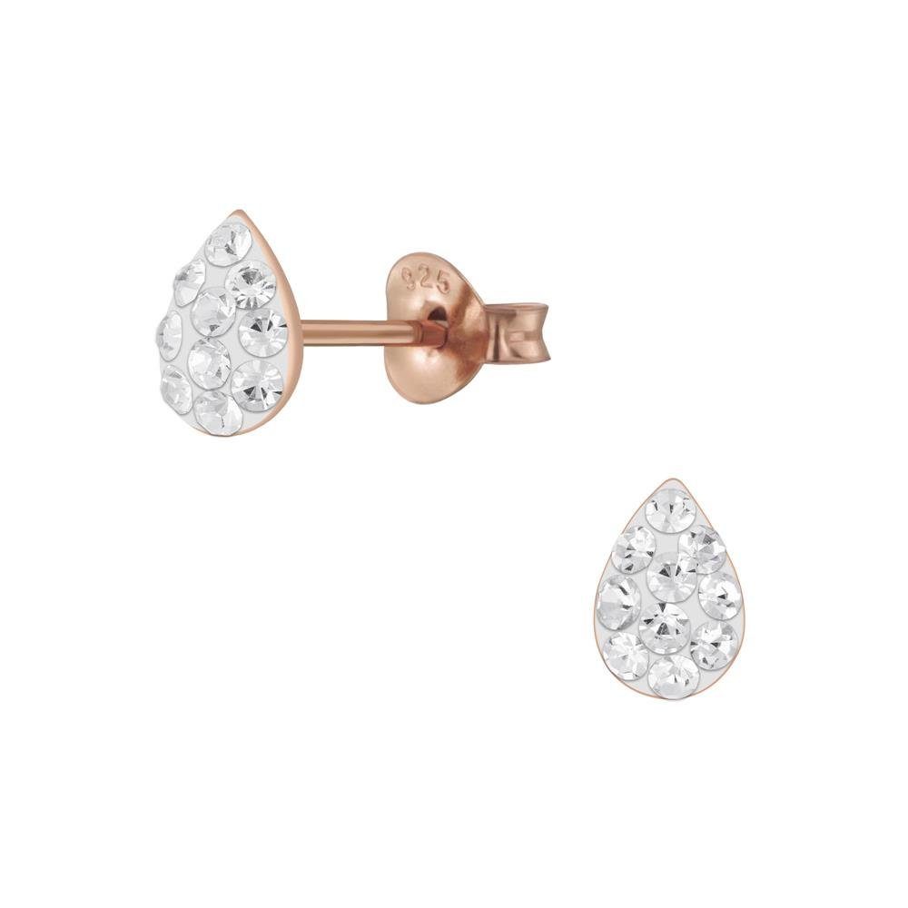 BUNGSA Ohrring-Set Ohrstecker Kristalltropfen Rosegold aus 925 Silber Damen (1 Paar (2 Stück), 2-tlg), Ohrschmuck Ohrringe