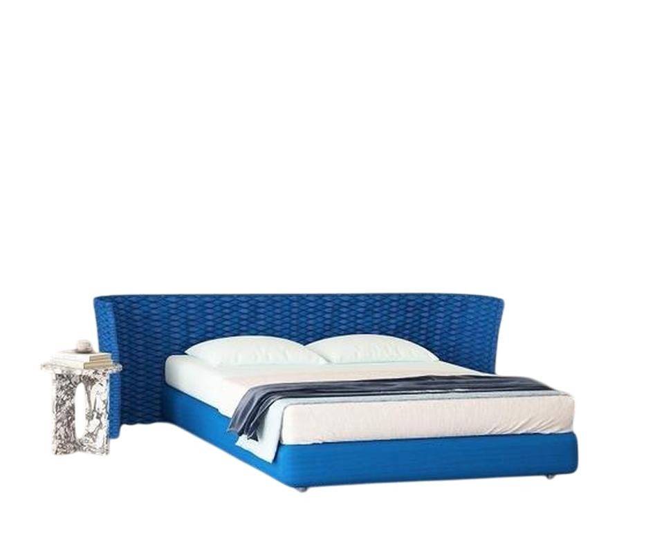 JVmoebel Polsterbett Blaues Designerbett von JVMoebel mit elegantem Polsterbezug, Made in Europa