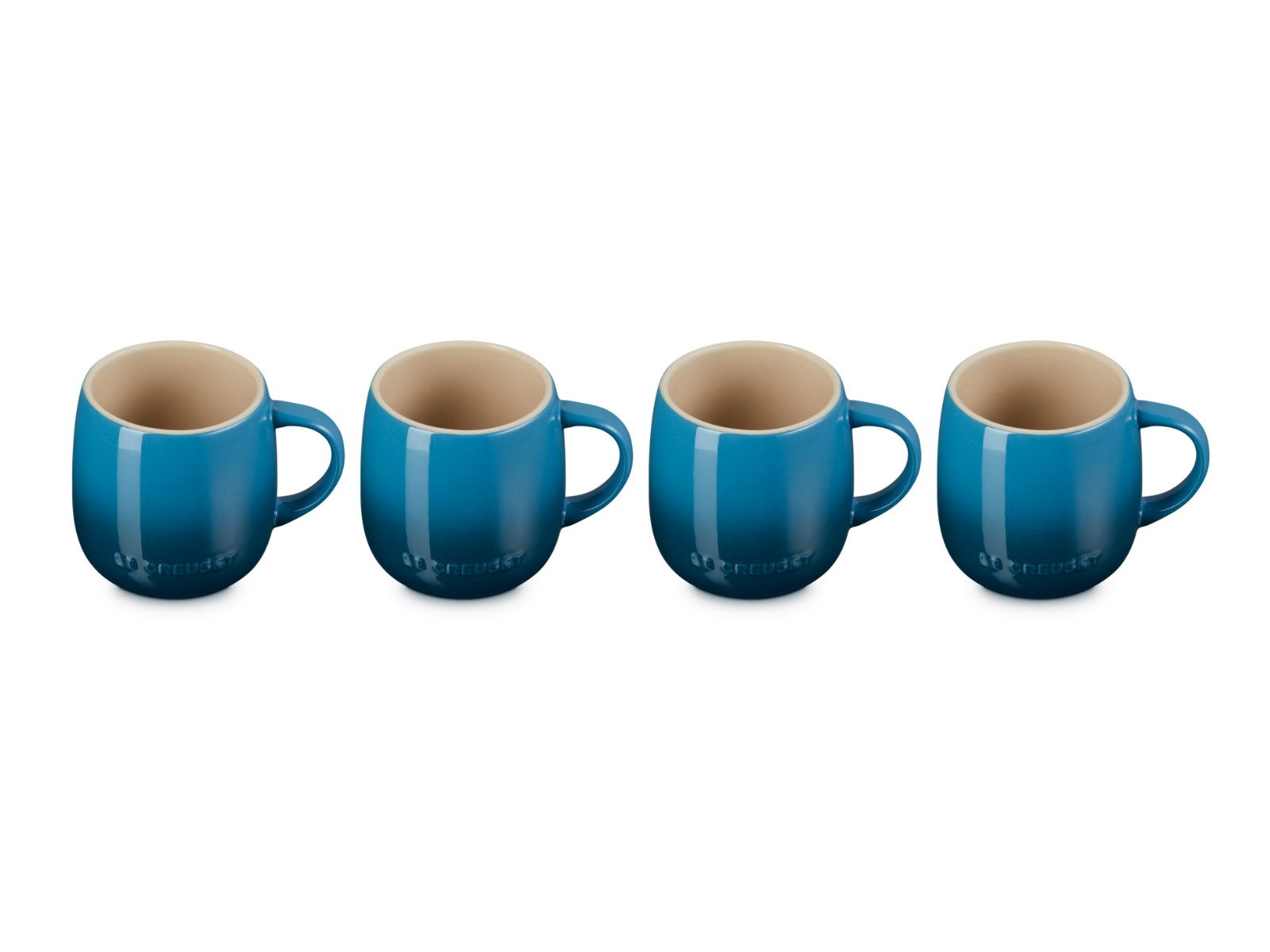 LE CREUSET Becher Becher mit Henkel deep teal 0,37l Set 4tlg, Steinzeug
