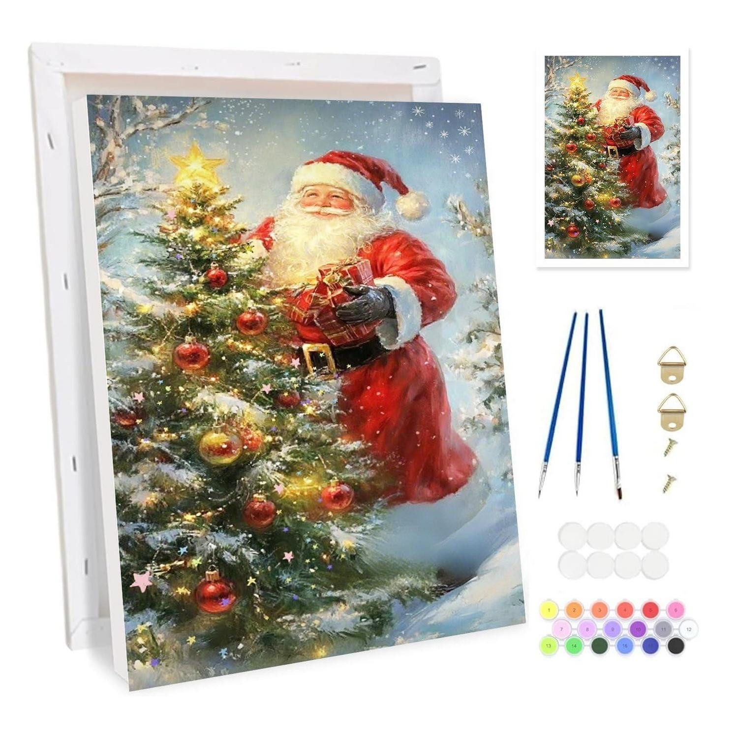 LuxusKollektion Malen nach Zahlen Malen nach Zahlen Weihnachtsmann 20x30cm mit Rahmen (1-St)