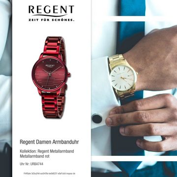 Regent Quarzuhr Regent Damen Armbanduhr Analog, (Analoguhr), Damen Armbanduhr rund, extra groß (ca. 32mm), Metallarmband