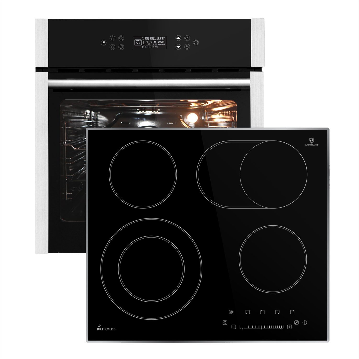 KKT KOLBE Backofen-Set KKT KOLBE Backofen und Kochfeld SET83132, mit siehe Bilder/Beschreibung, 60cm Einbau-Backofen EB8313ED + 59cm Glaskeramik-Kochfeld KFS59ED