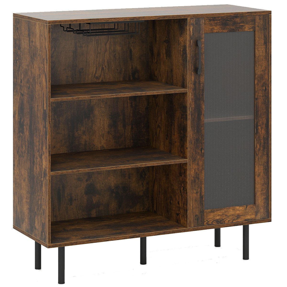 COSTWAY Кухниbuffet Sideboard Holz mit Glastür, Weinglashaltern