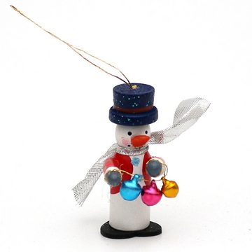 Dekohelden24 Christbaumschmuck Holzbaumbehang, als 6er Set, Motiv: Schneemänner