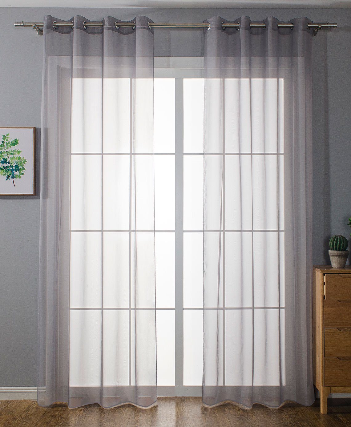 Gardinenbox Gardine (2 St), Ösen, transparent, Voile