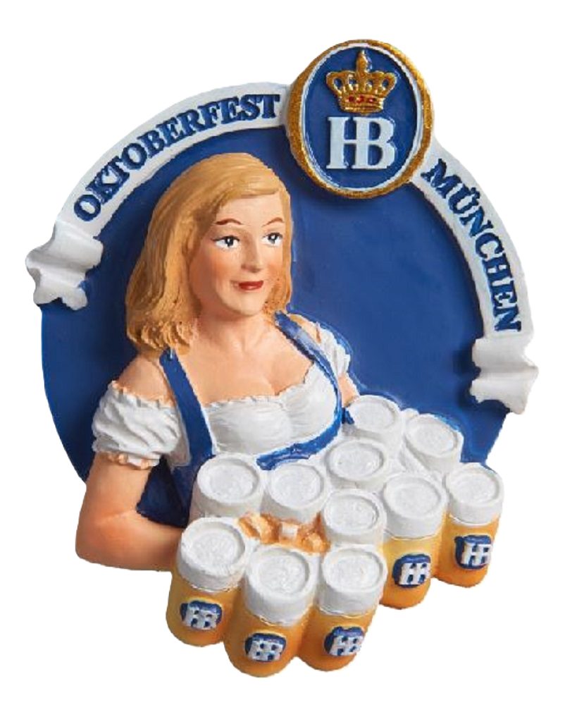 Hofbräuhaus München Magnet HB Magnet „Bedienung“ – Bayerisches Souvenir mit Charme, Größe: ca. 6 cm x 5,5 cm, Material: Polyresin