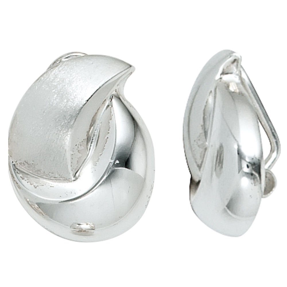 Paar Ohrclips Ohrclips aus 925 Silber teilmattiert