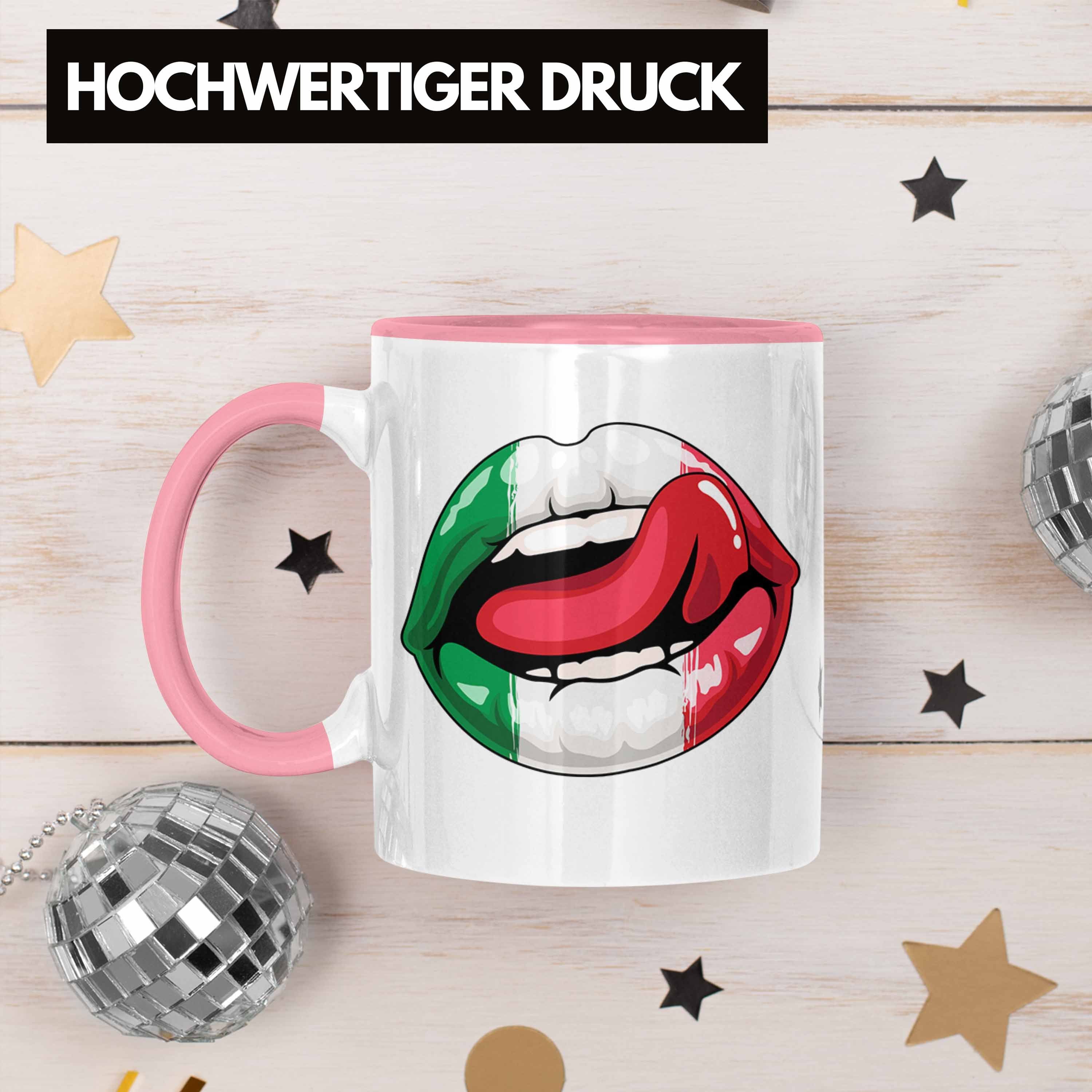 Sprüche Italien Trendation Geschenk Tasse Lippen Italiener Rosa Geschenkidee Tasse