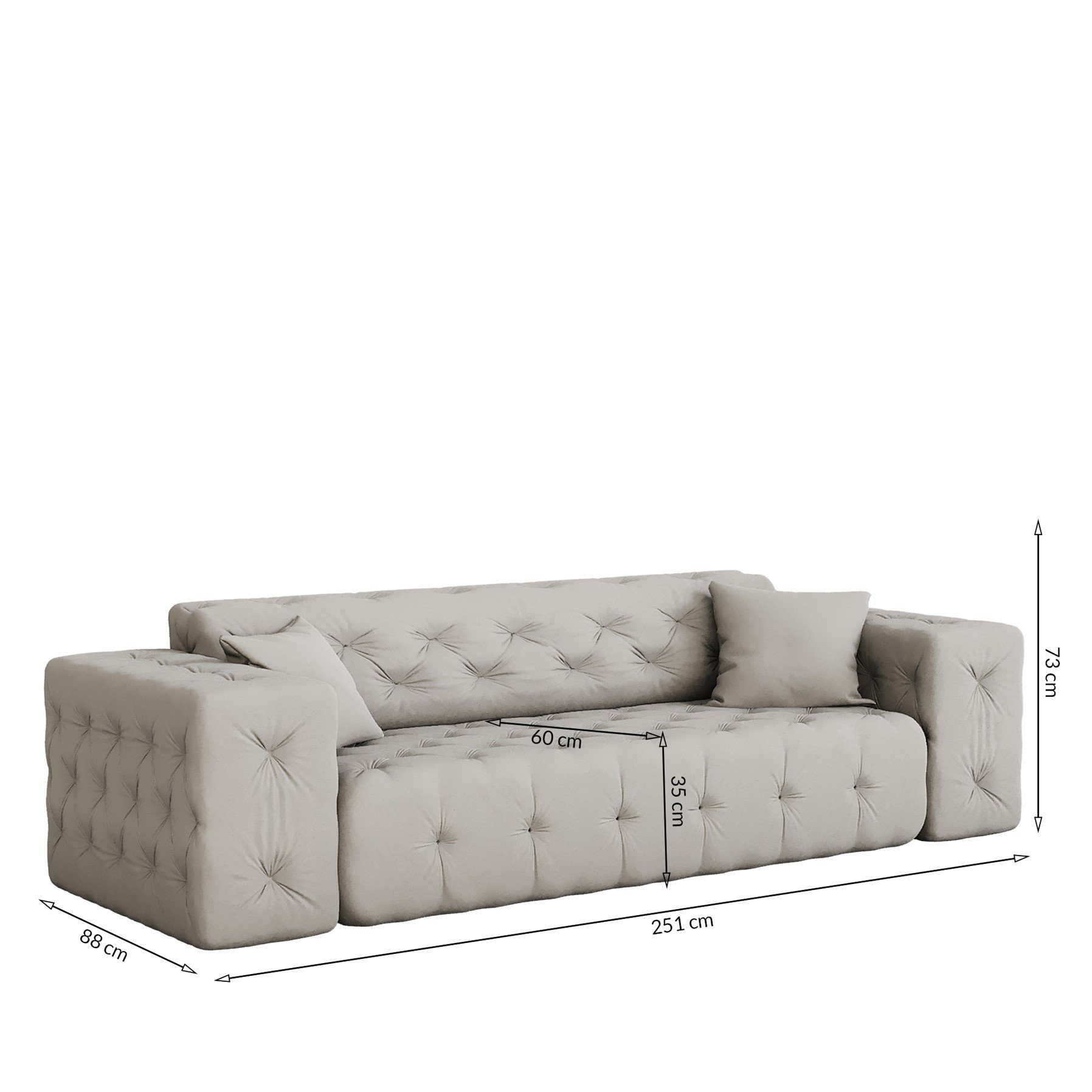 Velvet Designersofa Gelb Opera 3-Sitzer CHANTAL in Sofa Stoff Sofa Fun Möbel