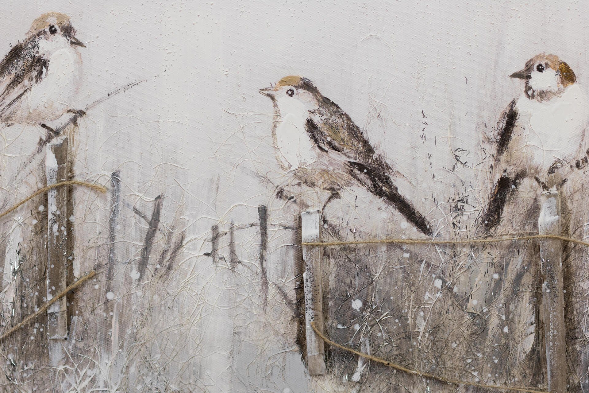 KUNSTLOFT Gemälde Gesang der Vögel Wohnzimmer Leinwandbild HANDGEMALT 150x50 Wandbild cm, 100