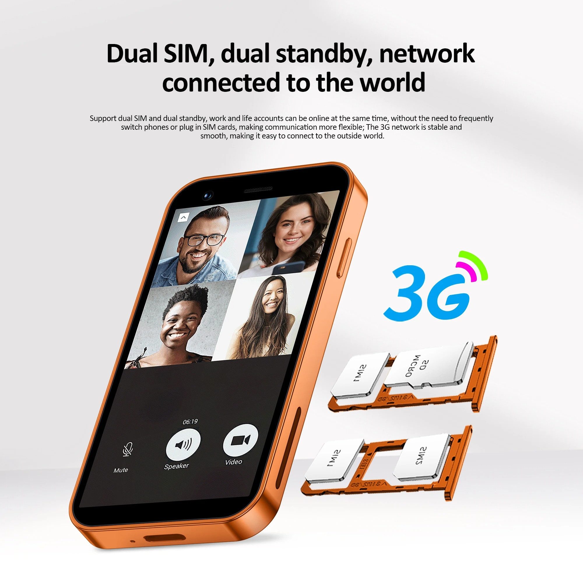 Athlix SERVO 18SE 3G Mini Smartphone Android Kinder Rentner Smartphone (7,62 cm, Dual SIM, 3G Mobilfunk, Android 9)