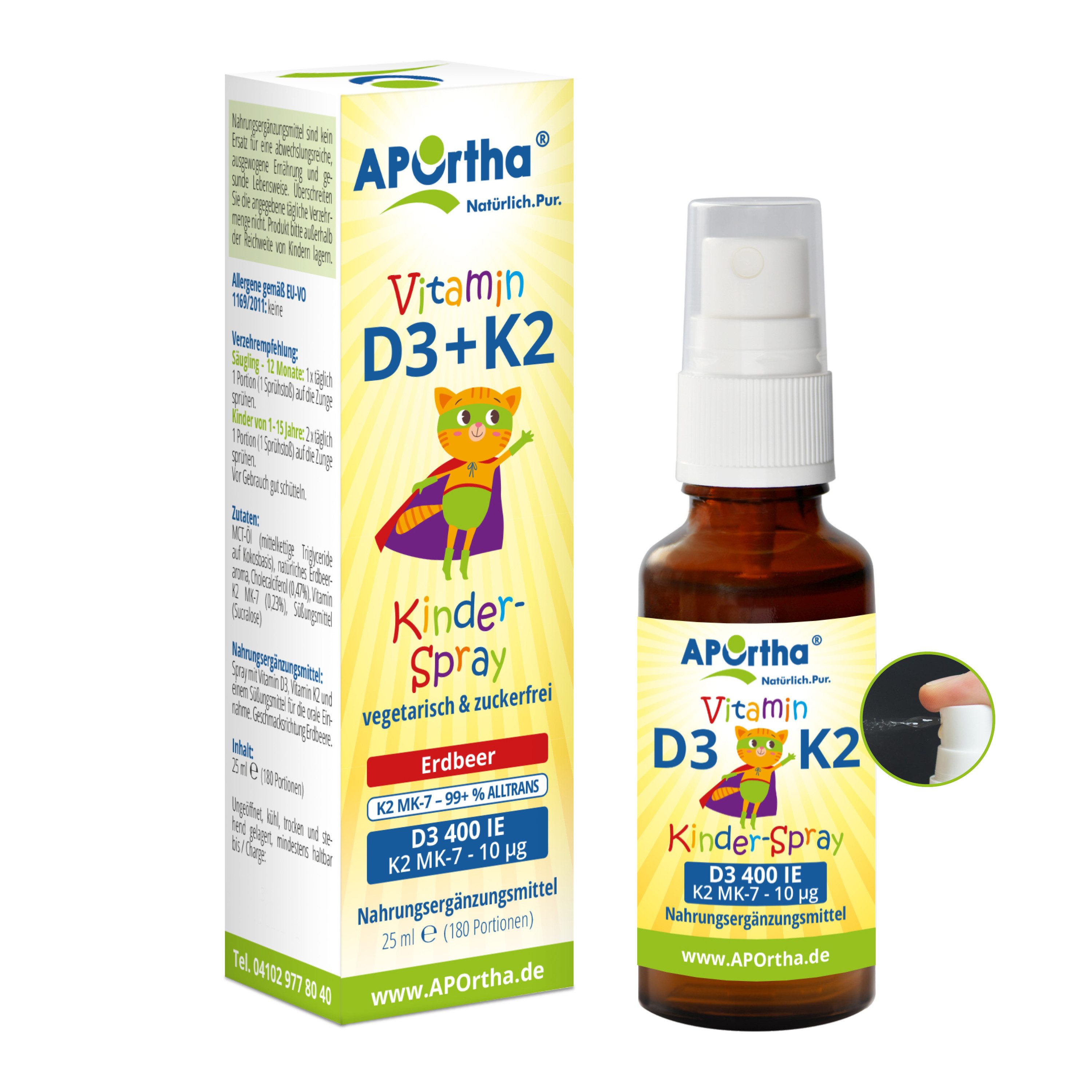 APOrtha APOrtha Vitamin D3 + K2 Kinder-Mundspray Erdbeere 25 ml Spray, 25 g