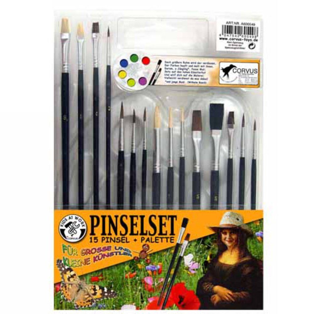 Corvus Spielwerkzeug Pinselset 15 Pinsel + Palette