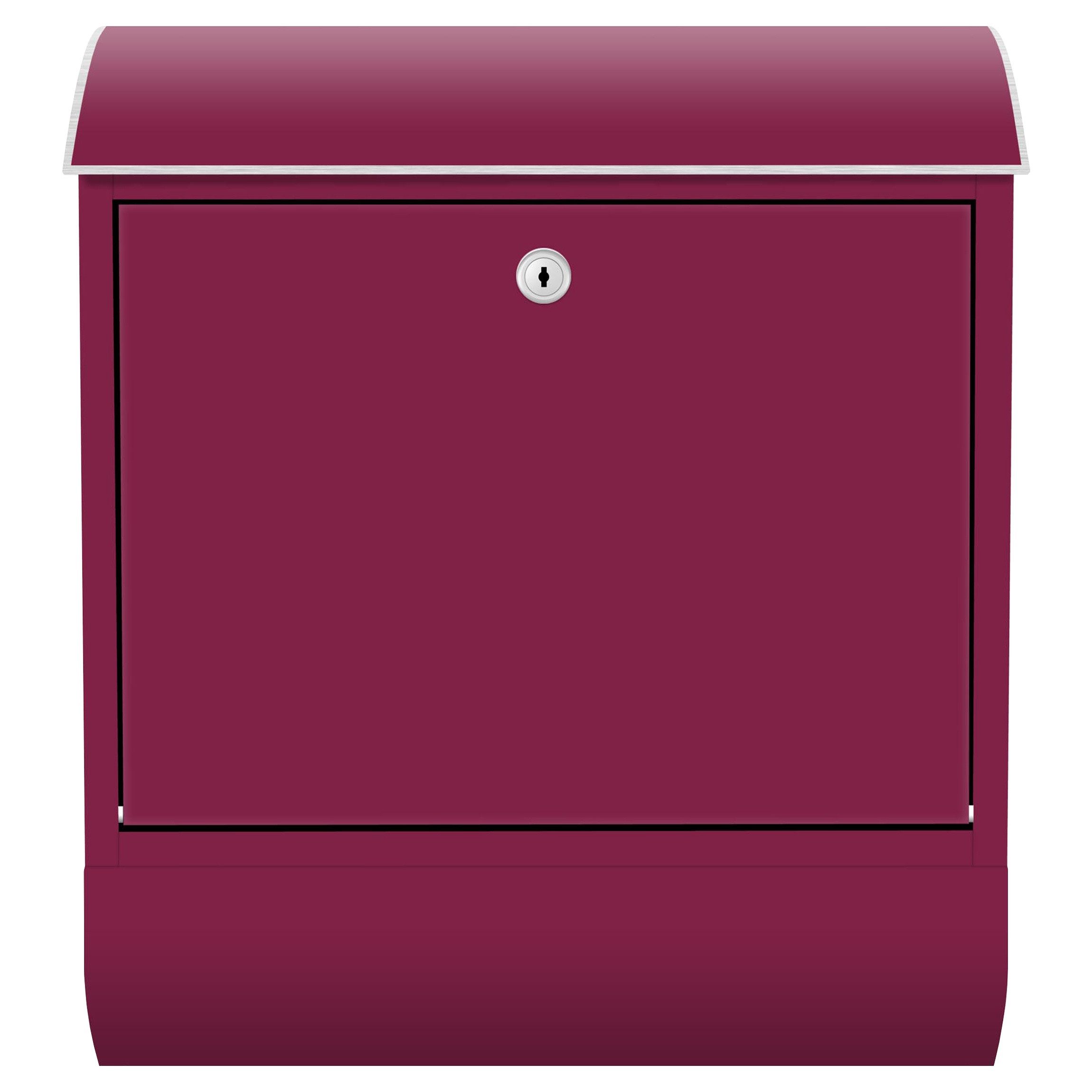 Bilderdepot24 Briefkasten Wandbriefkasten mit Zeitungsfach einfarbig Weinrot (inkl. Zeitungsrolle und 3 Schlüssel), matt, wetterfest, UV-beständig, abschließbar, 46x39x13 cm