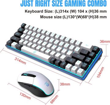 Snpurdiri 60% Prozent Kabellos Gaming Combo Tastatur- und Maus-Set, Enthalten 2.4G Small Mini 60%Ergonomisches Design TastaturVerticalFeel