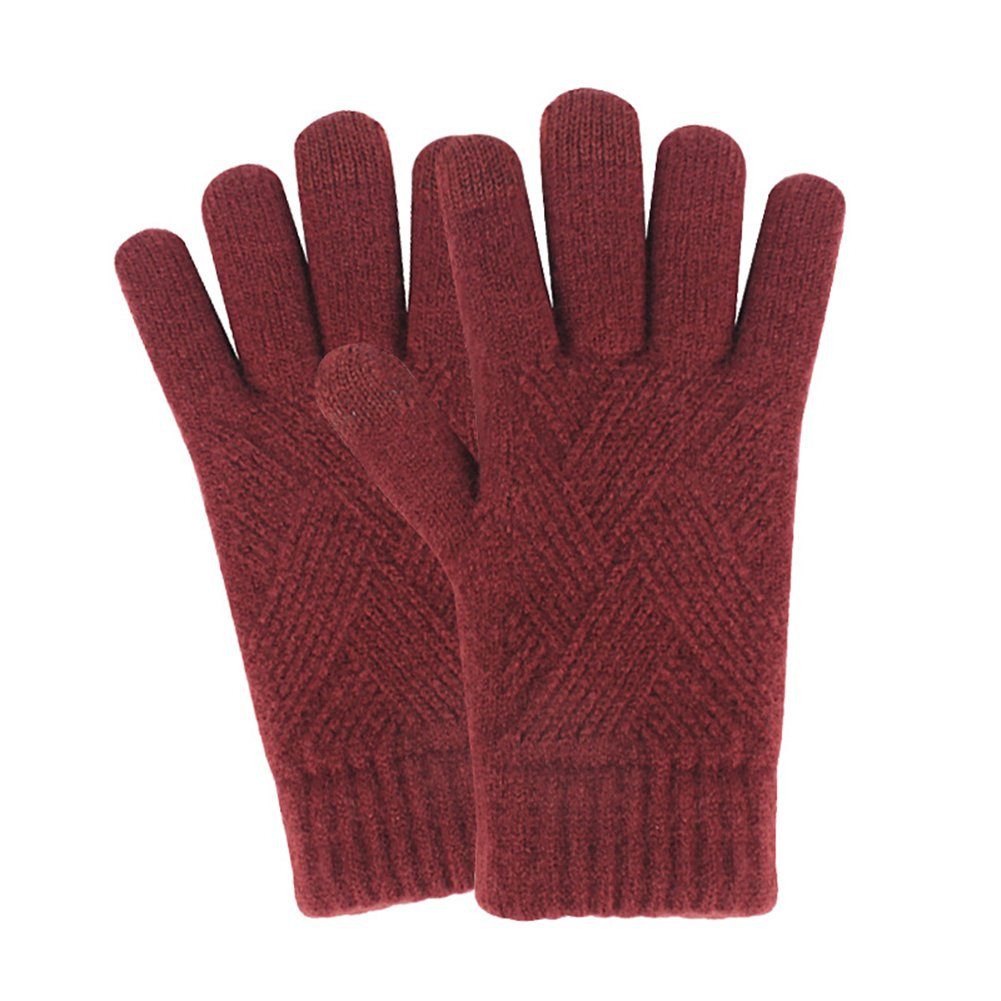 Fingerhandschuhe Frauen ManKle Strickhandschuhe Winter Männer und Rot Touchscreen für Handschuhe