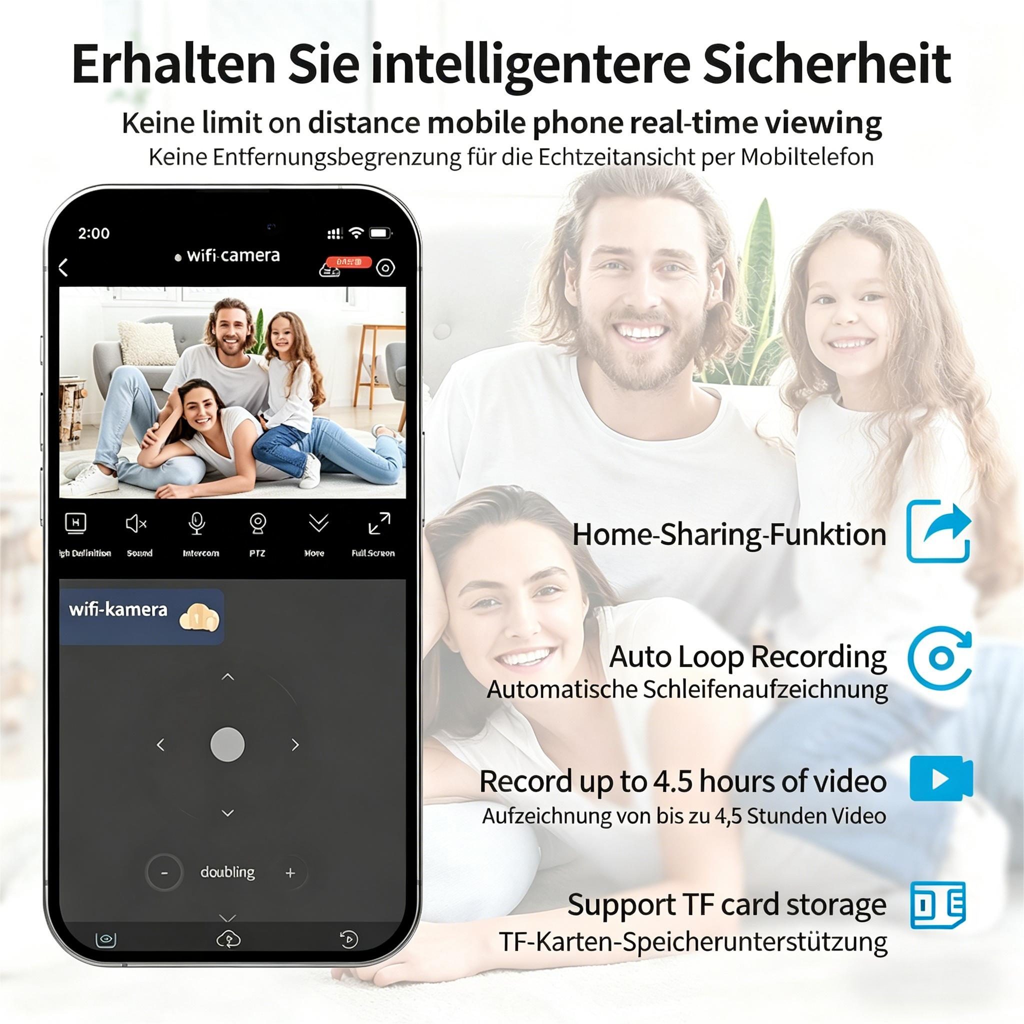 Toomoke Überwachungskamera 1080p HD Wifi Mini Kamera mit Nachtsicht&150° Weitwinkel,Indoor Kamera (innenbereich,WiFi Wireless,Cloud-Speicher, für zu Hause, im Büro, Alarm,Bewegungserkennung,Magnetische Halterung,800mah)