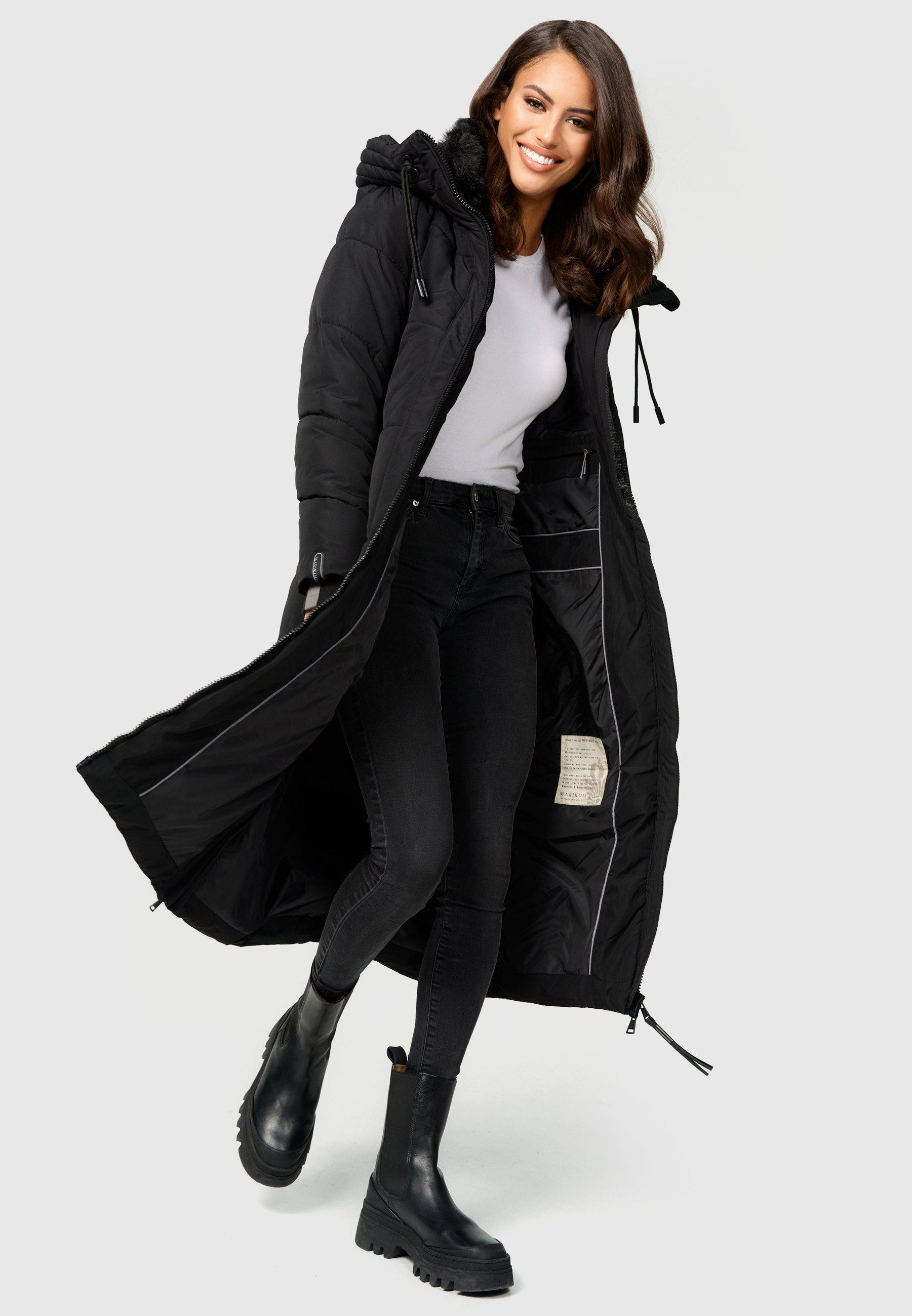 Marikoo Winterjacke Nadaree XVI Stepp Mantel mit großer Kapuze – Bild 2 von 5
