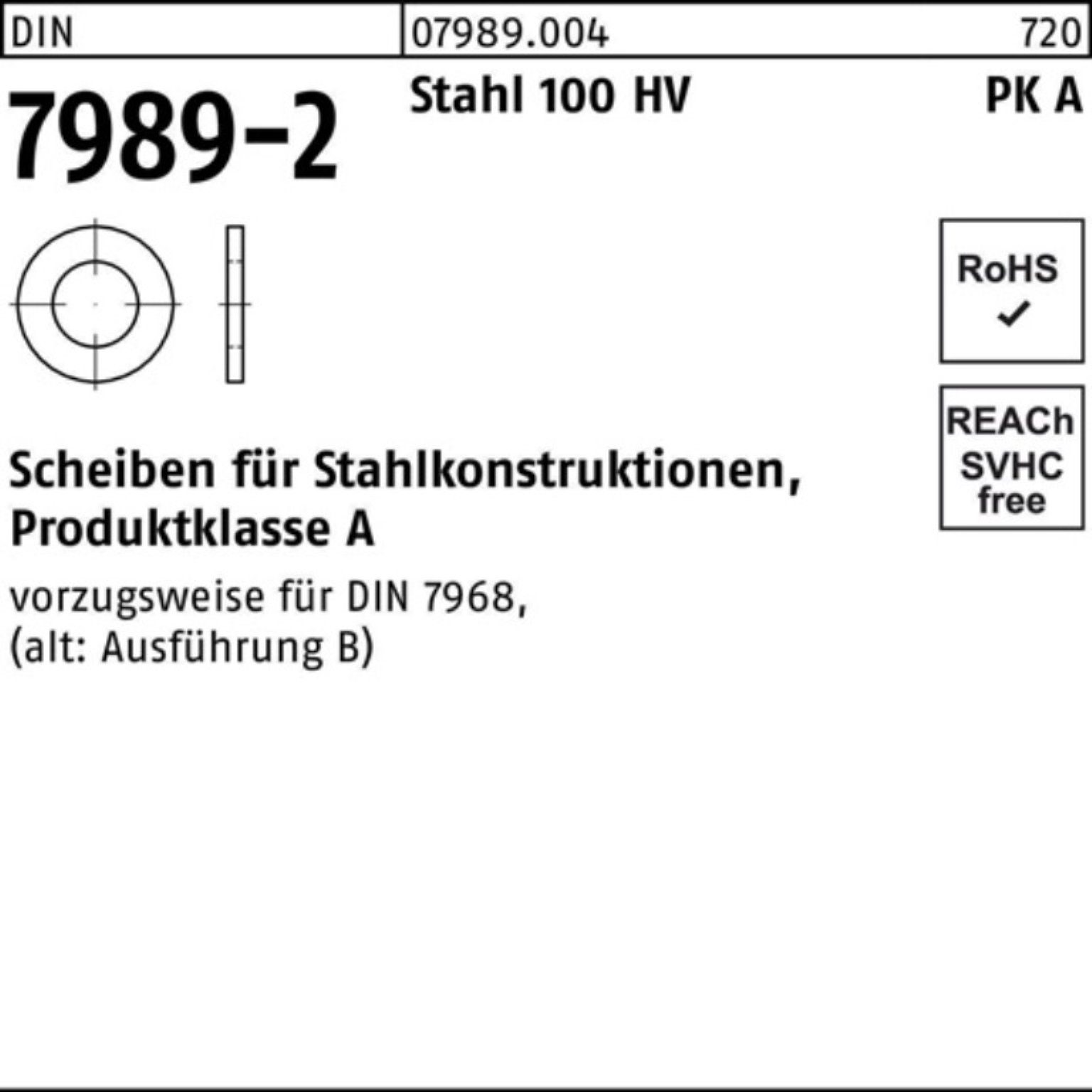 Reyher Unterlegscheibe 100er Pack Unterlegscheibe DIN 7989-2 22/24x 39x8 Stahl 100HV 100 Stü