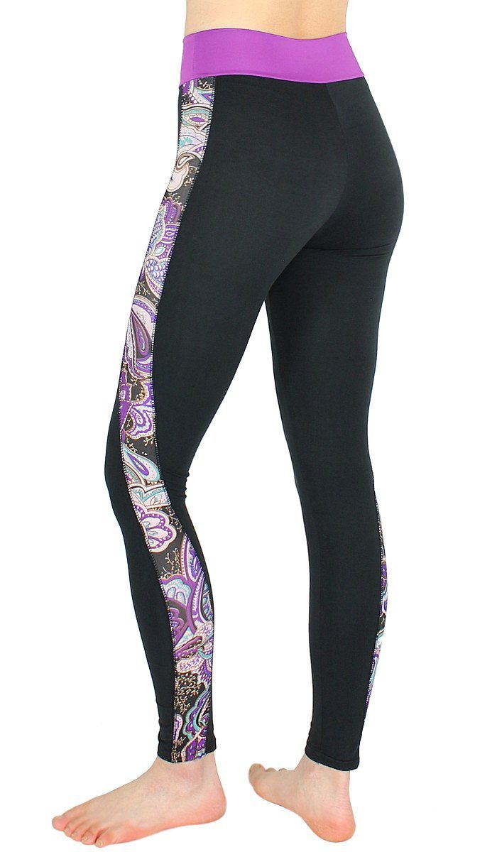 dy_mode Yogaleggings Damen Fitness elastischem Leggings Sporthose Yogaleggings Bund JL296-Violett mit Bequem