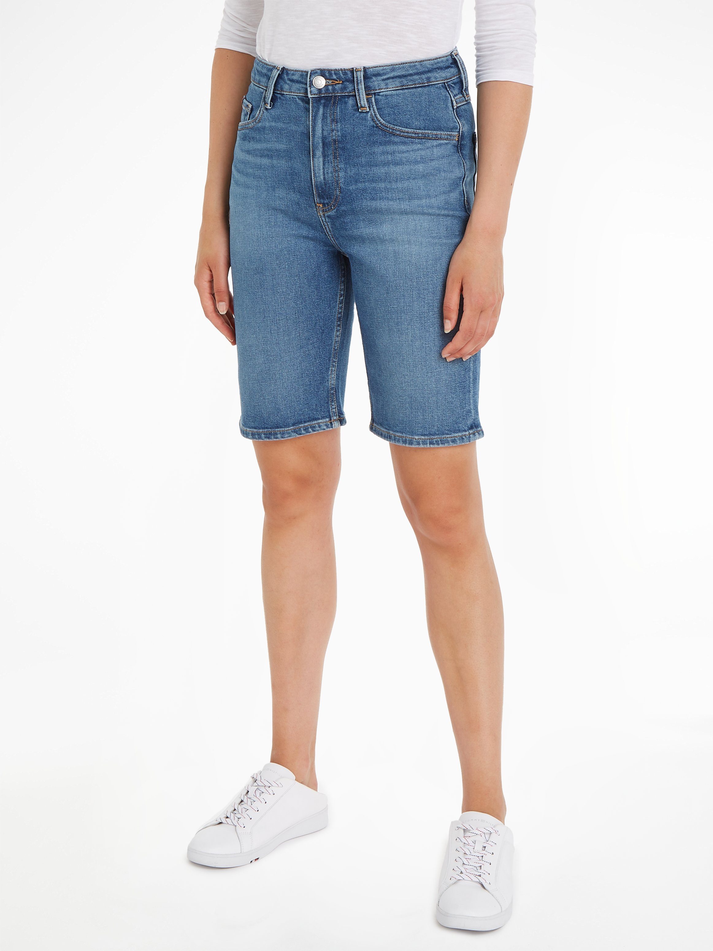 Tommy Hilfiger Шорты DNM SLIM SHORT HW MEL in blauer Waschung