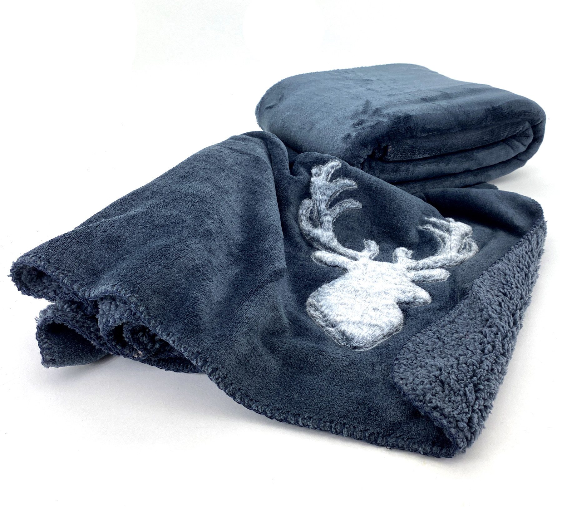 Wohndecke Kuscheldecke Hirsch Fell-Imitat Sofadecke Landhaus, günstig online kaufen