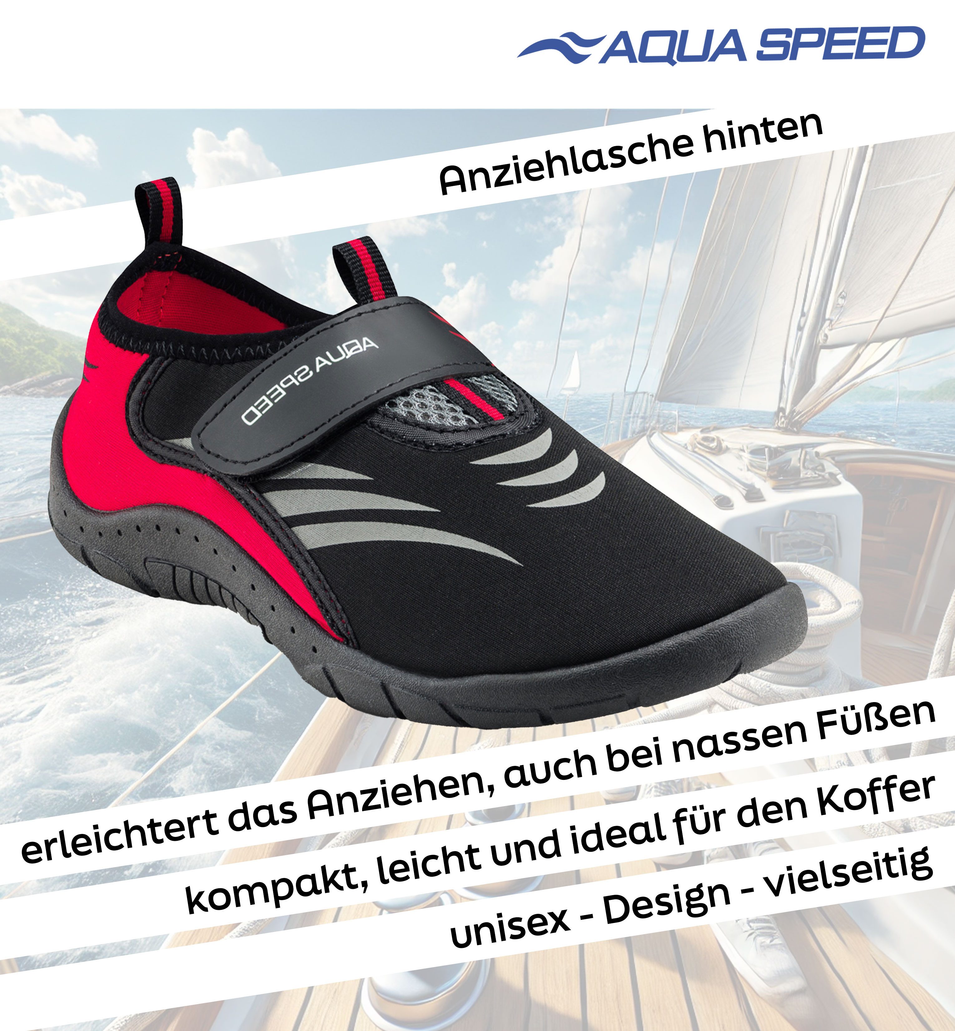Aqua Speed Rutschfeste Badeschuhe Herren Gr. 45 – ideal für Sommer & Reise Wasserschuh (Barfußtauglich & hygienisch – zum Mitnehmen & Spülen) Stark im Halt – Auch bei Wellen, Strömung oder Wasseraction