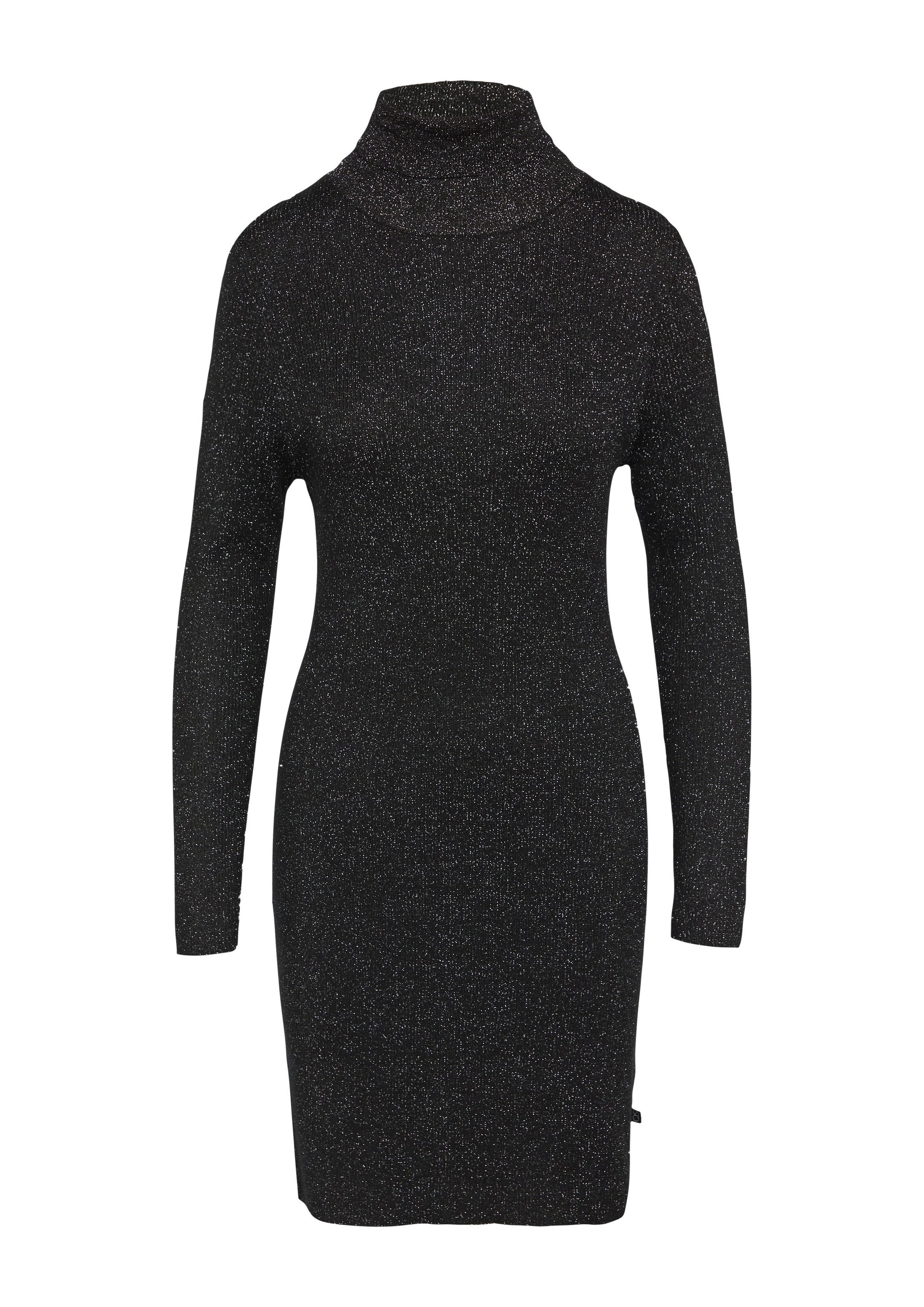 QS Minikleid Kleid Schmal geschnittenes Rippstrickkleid mit Glitzereffekt