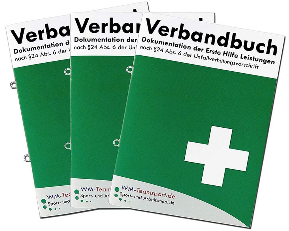 WM-Teamsport Wundpflaster 3er Pack Verbandbuch Erste Hilfe mit Ringösen +  heraustrennbare Seiten (3 St)