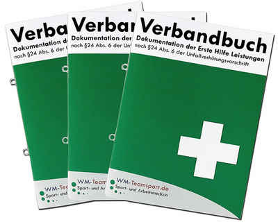 WM-Teamsport Wundpflaster »3er Pack Verbandbuch Erste Hilfe - Heraustrennbare Seiten mit Ringösen - Meldeblock« (3 St)