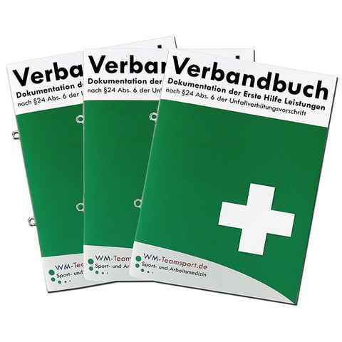 WM-Teamsport Erste-Hilfe-Set 3er Pack Verbandbuch Erste Hilfe mit Ringösen + heraustrennbare Seiten, (3 St)