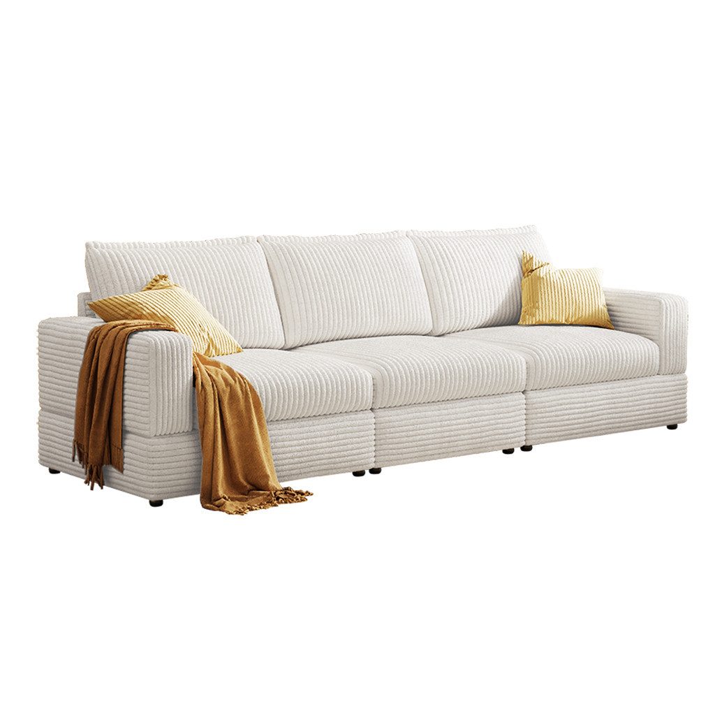 oleyluckidea Big-Sofa Modulares 3-Sitzer Sofa 268 cm, weich gepolstert, beige, Set, Massivholzrahmen