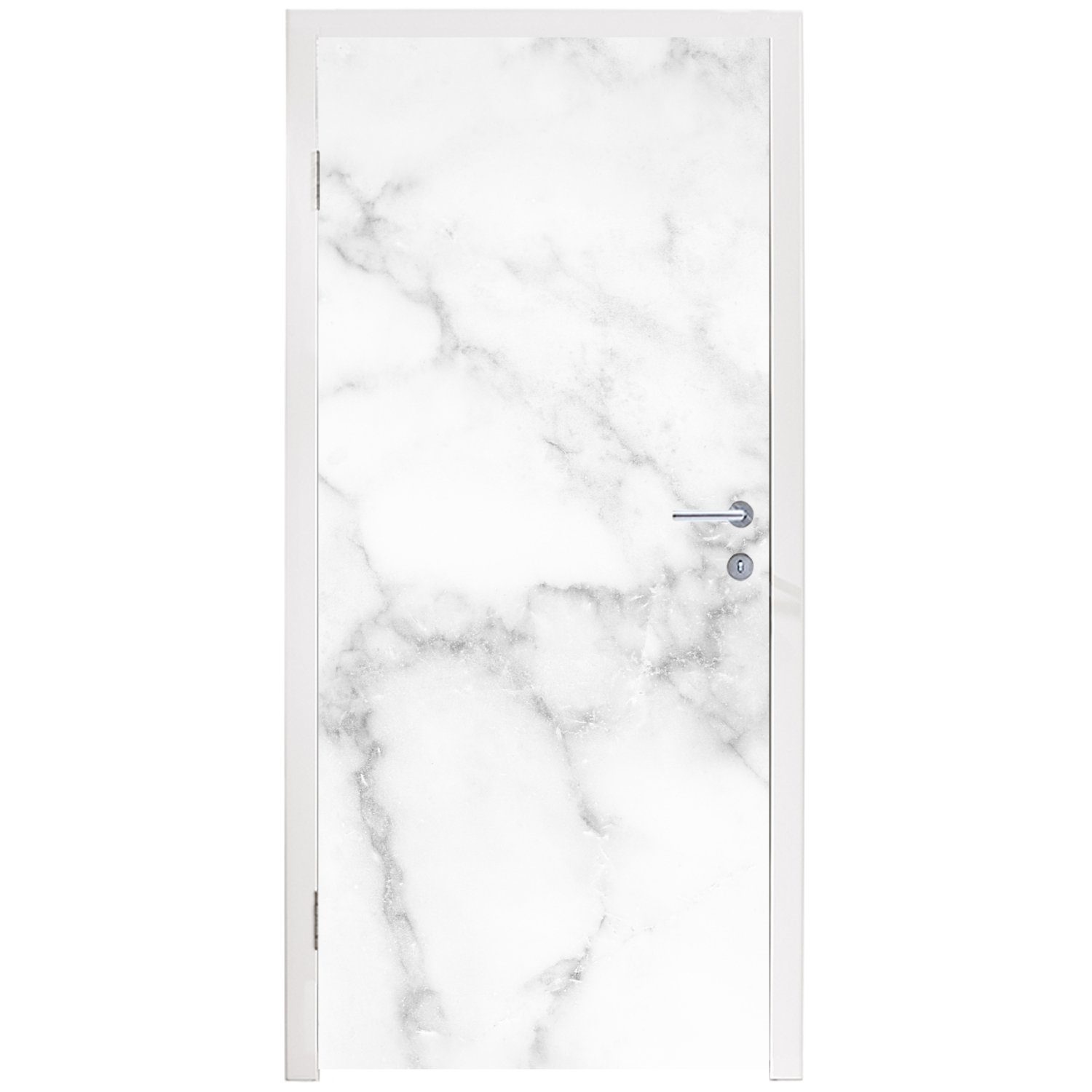 MuchoWow Türtapete Marmor - Weiß St), 75x205 Stein, - cm Türaufkleber, Tür, - Luxus Fototapete Marmoroptik bedruckt, (1 Matt, - für - Grau