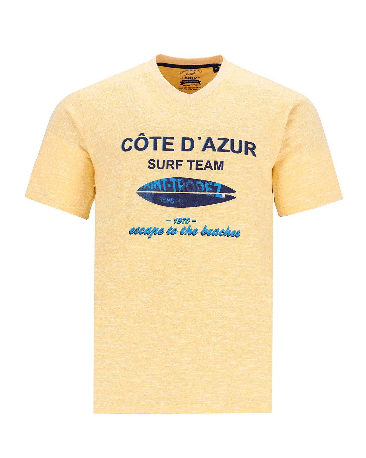 T-Shirt T-Shirt mit Frontprint in Slub-Garn allover