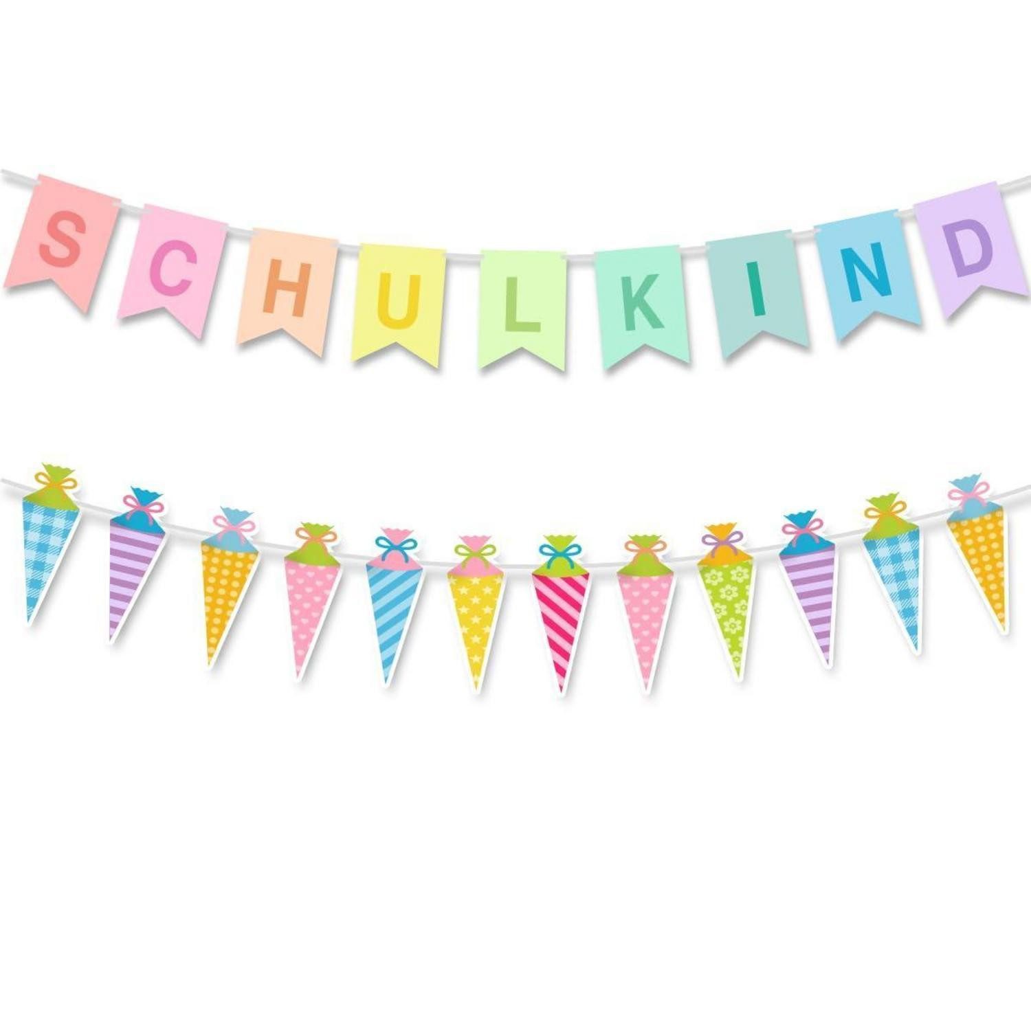 LuxusKollektion Girlande Schulkind Girlande Banner Bunt Einschulung Deko