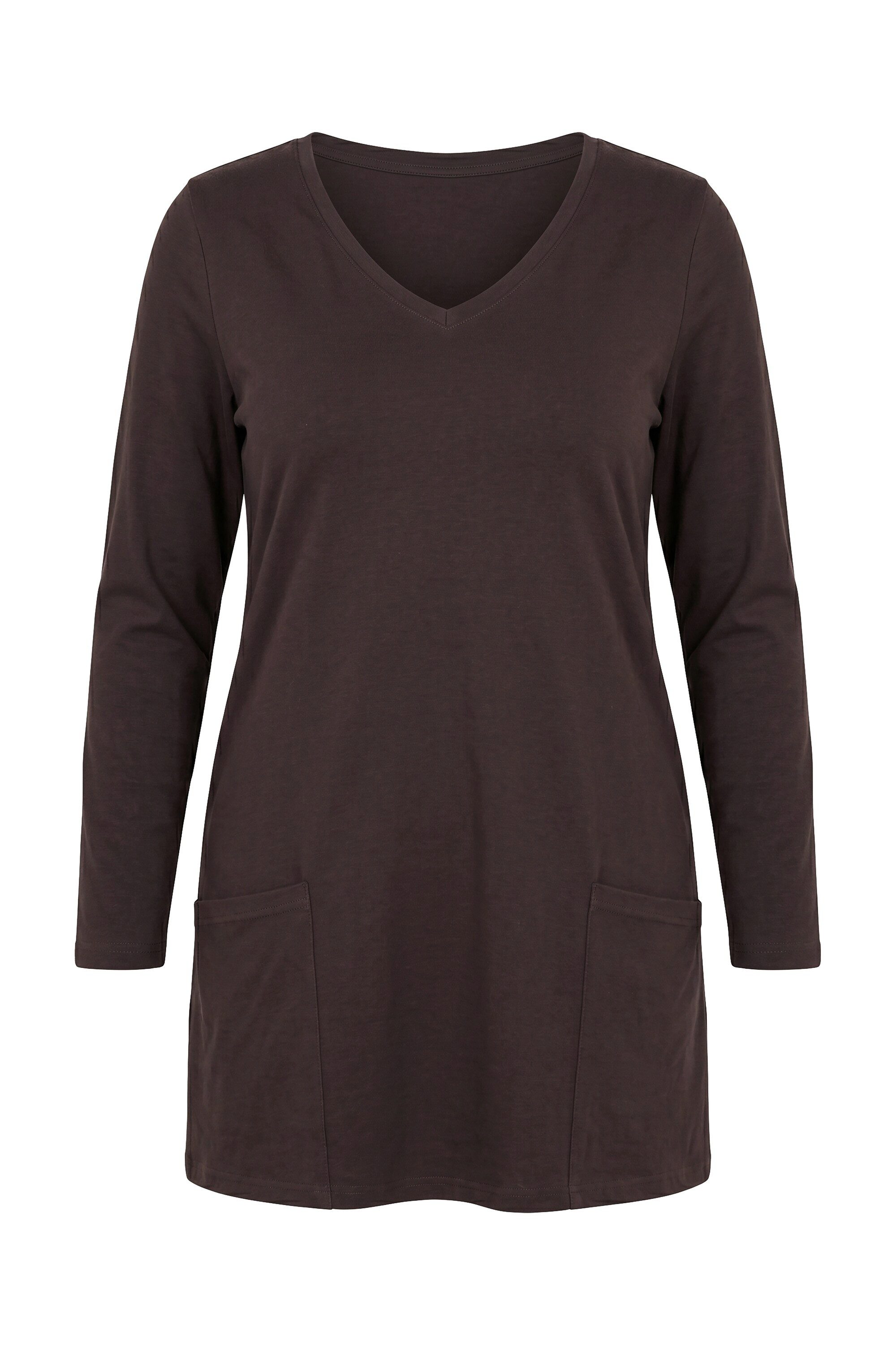 Ulla Popken Longshirt Longshirt Taschen A-Linie V-Ausschnitt Langarm – Bild 2 von 4