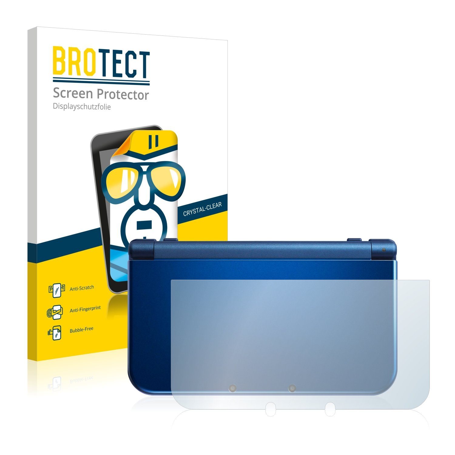 BROTECT Displayschutzfolie Schutzfolie für Nintendo New 3DS XL (Gehäuse), 2 Stück, Displayschutz Schutz Folie Klar Transparent