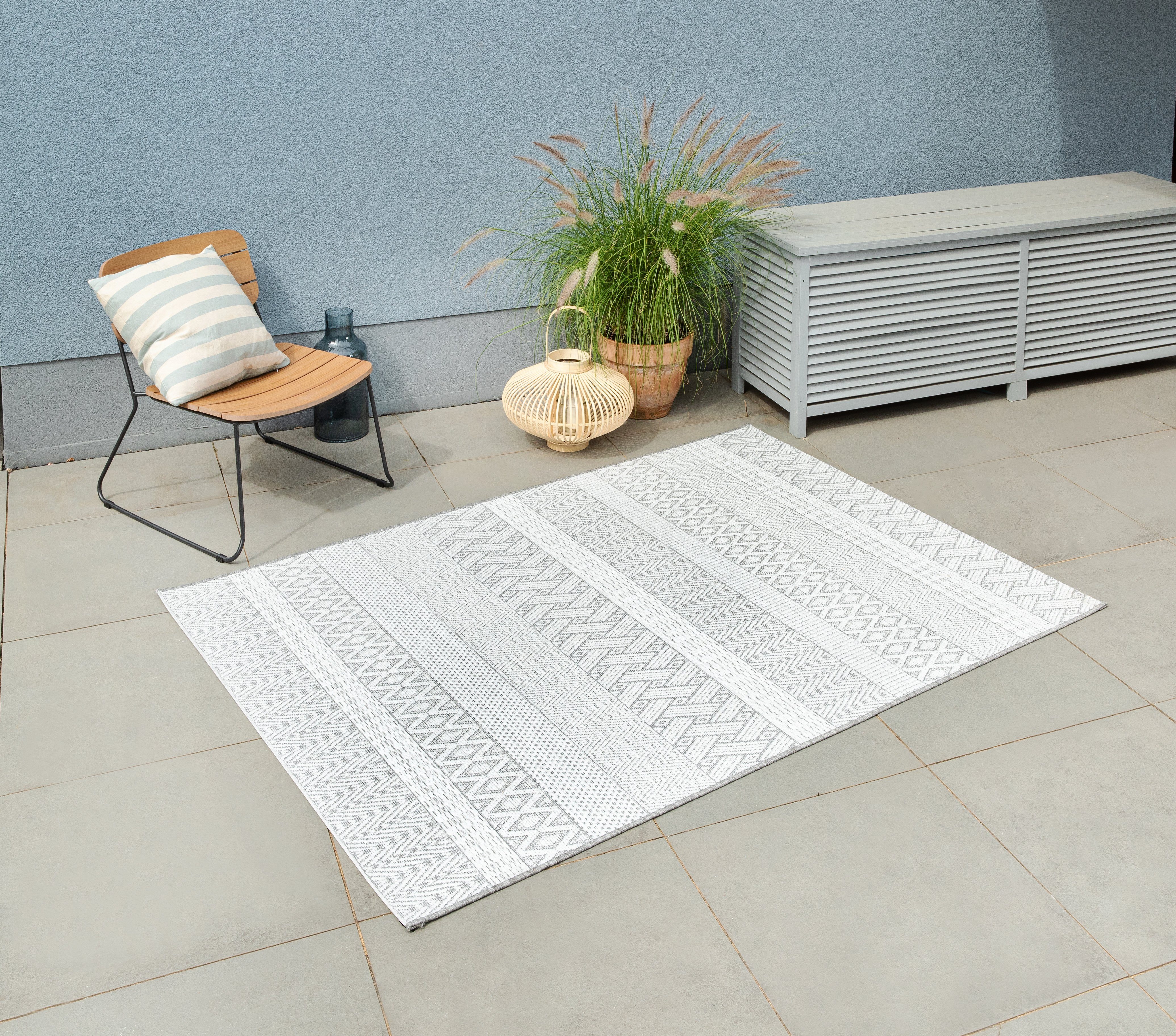 Teppich Outdoor & Indoor Teppich, TaCa Home, rechteckig, Höhe: 6 mm, Sisal Optik Wohnzimmer Terrasse Balkon Küche, Grau - 80 x 150 cm