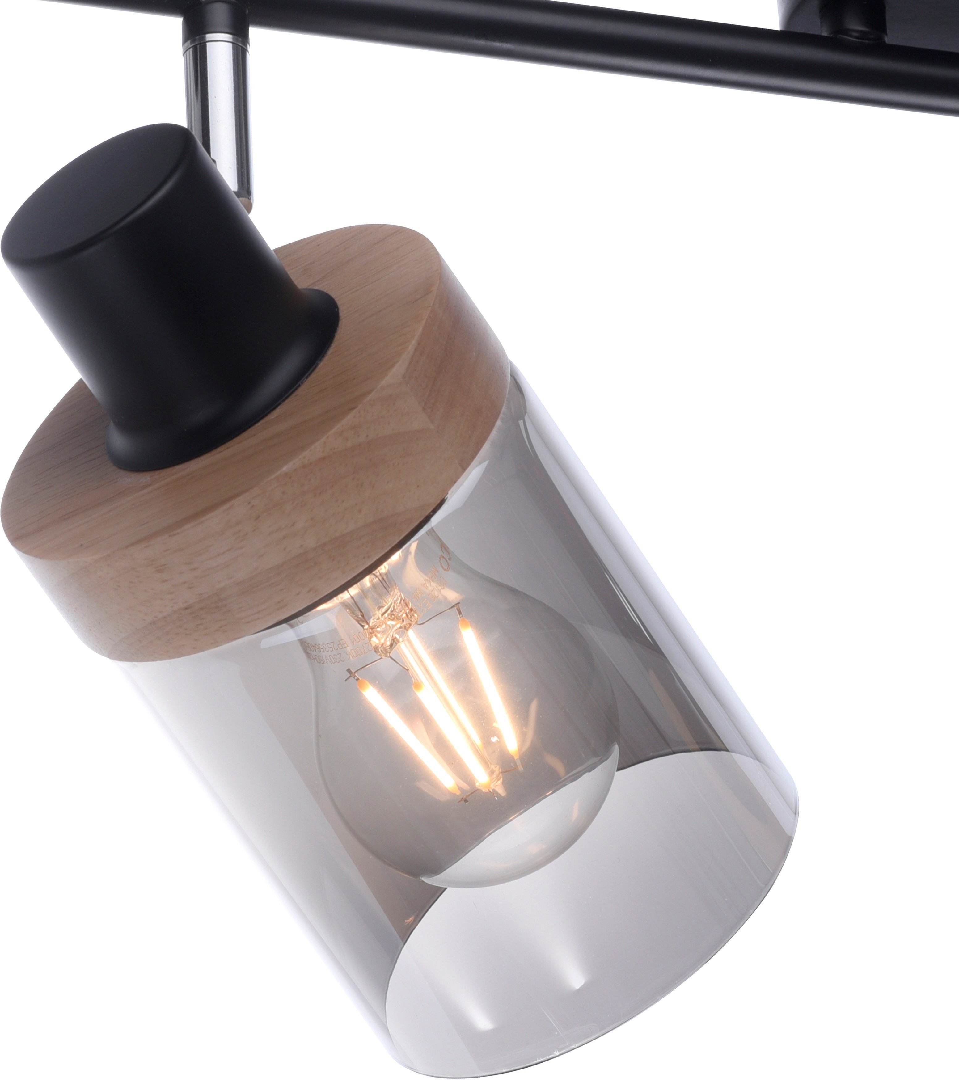 E27 Wandlampe, geeignet für Deckenleuchte schwenkbar Tendon, Home affaire Leuchtmittel - ohne Leuchtmittel, drehbar, Glas,