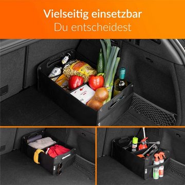Upgrade4cars Rücksitzorganizer Kofferraum Organizer mit Klett Kofferraumtasche für Einkauf, Aufbewahrung Universal Falt-Box Klein & Stabil Auto-Zubehör Gadget