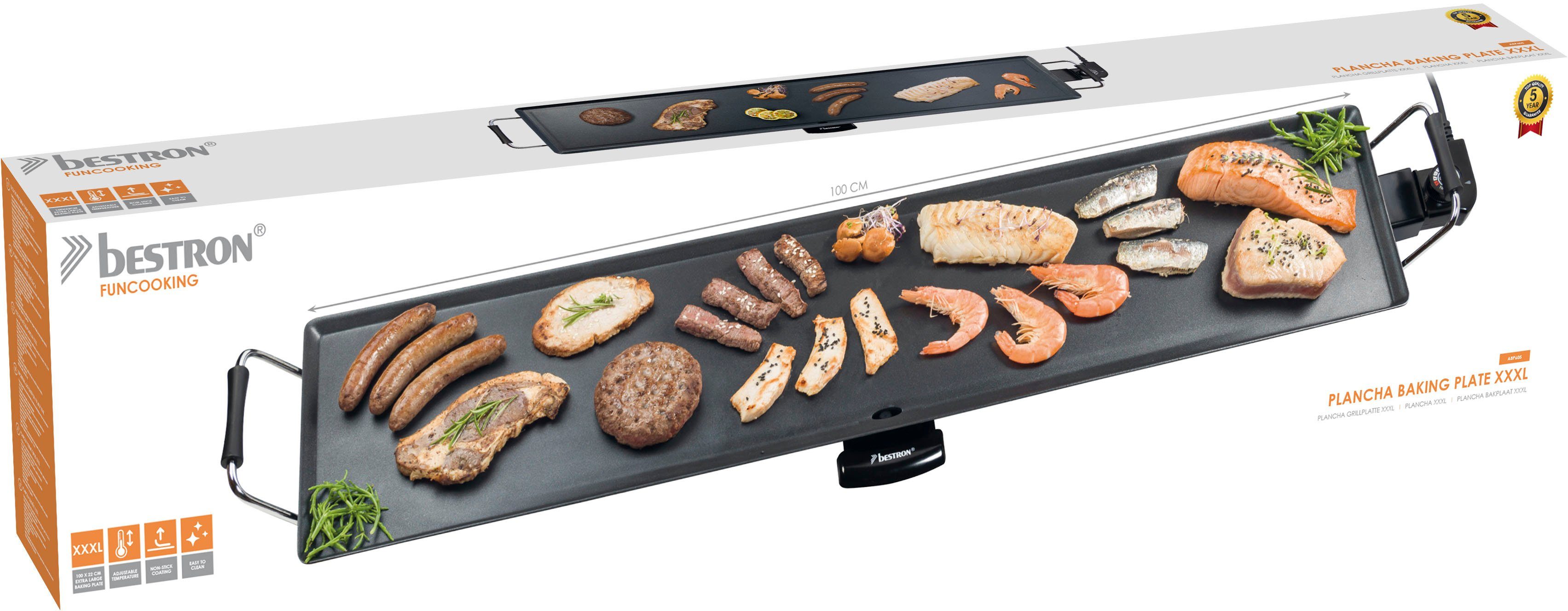 bestron 2000 Plancha-/Teppanyaki-Grillplatte, zu mit Personen, extra 10 lange Grillfläche Antihaftbeschichtung, bis Tischgrill W, XXXL